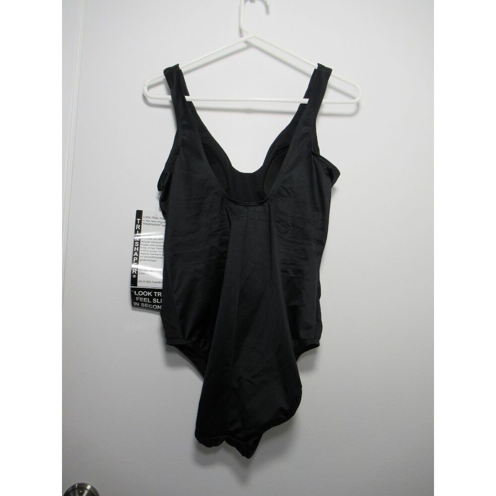 Trimshaper Swimsuit Black w/Purple & Silver Embellishment Size 14 NWT - Picture 4 of 7